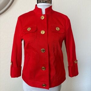 Jones New York Signature  Women's scarlet Jacket  gold buttons and pockets SP